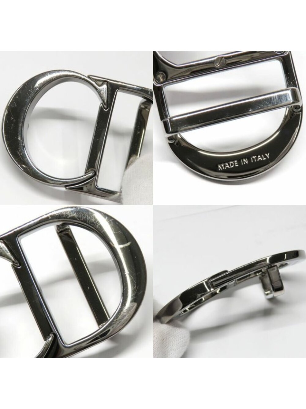 Dior CD Icon Logo Buckle Silver Metal External Belt Reversible Black - Picture 7 of 10